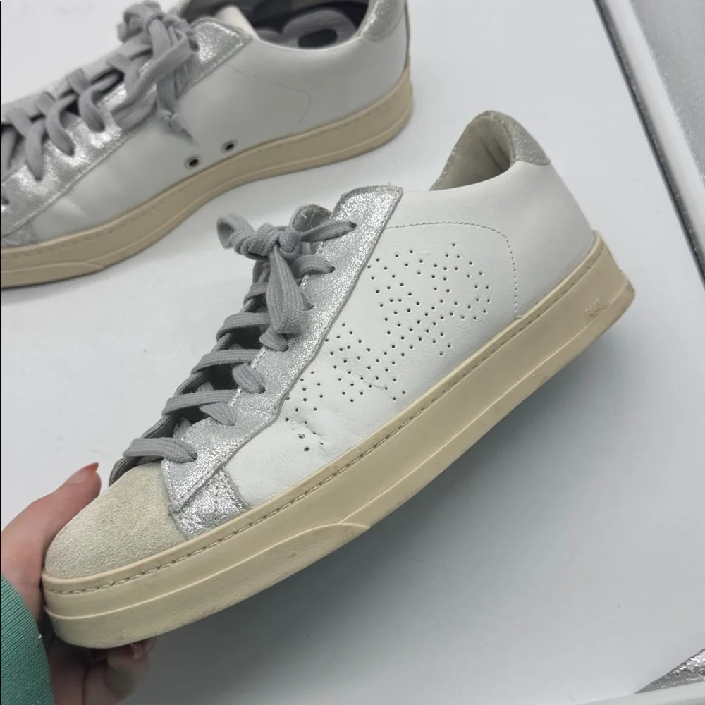 P448‎ Women's John Embellished Low-Top Sneakers Silver Sparkle Size 40 - Picture 2 of 16